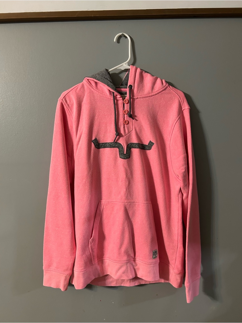 Kimes Ranch Pink Pullover Hoodie with Gray Contrast Trim